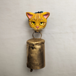 茶トラ猫のアンティークドアベル 6枚目の画像