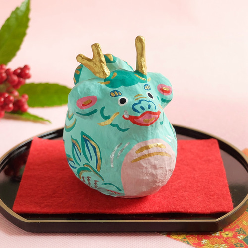 干支　辰　置物　福を引っ張ってくるかっぱです 創作紙張り子 福辰 -2024干支飾り- その他置物 めでたいけん 通販