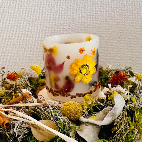 ボタニカルキャンドルホルダー＊秋の気配/蜜蝋ティーカップ