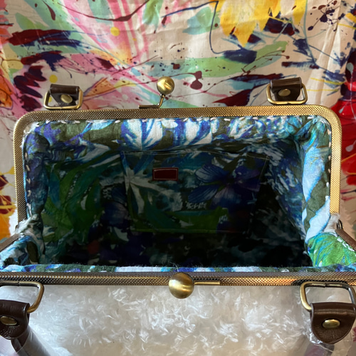 アンズルーム★ハンドメイド★着物★がま口バッグ★ハンドバッグ★かばん★白系 アンズルーム☆2WAY☆着物 帯☆がま口 バッグ☆ハンドバッグ