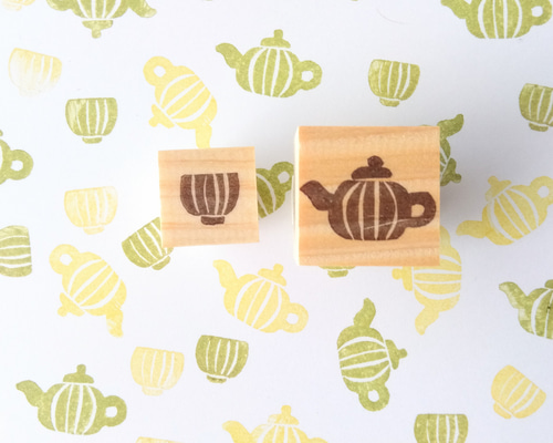 急須と湯のみ 小さな消しゴムはんこセット はんこ・スタンプ NICOsmile