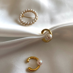 akoya pearl  6.5  ear cuff   silver  ・gold 1枚目の画像