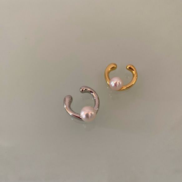 akoya pearl  6.5  ear cuff   silver  ・gold 2枚目の画像