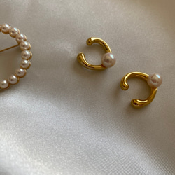 akoya pearl  6.5  ear cuff   silver  ・gold 5枚目の画像