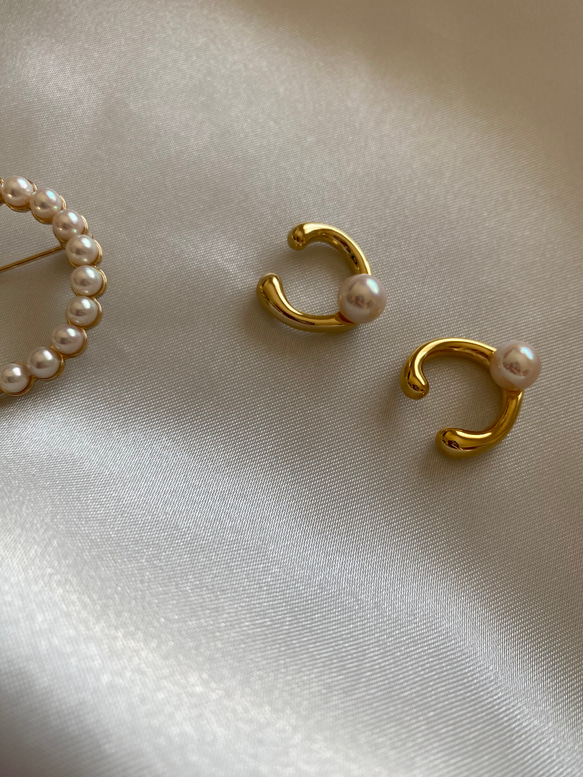 akoya pearl  6.5  ear cuff   silver  ・gold 5枚目の画像