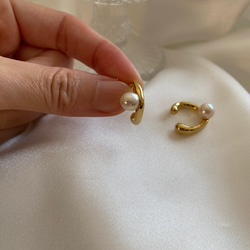 akoya pearl  6.5  ear cuff   silver  ・gold 6枚目の画像
