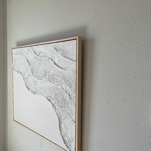 Beach (A)】サイズオーダー 細フレーム 白い絵 海の絵 波の絵