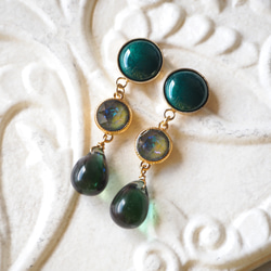 景泰藍水晶〇水滴耳環～常綠～ 第7張的照片