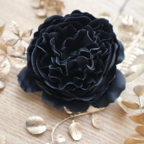 髪飾り 薔薇 黒 ゴールド 黒バラ ブラックローズ 結婚式