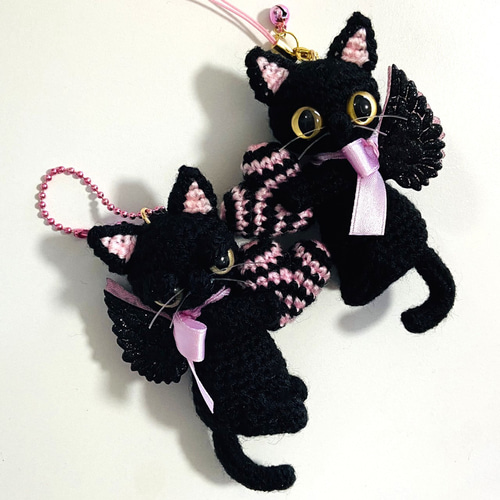 超素敵☆黒猫☆ぬいぐるみ☆キーホルダー☆ボールチェーン☆残1 命じ