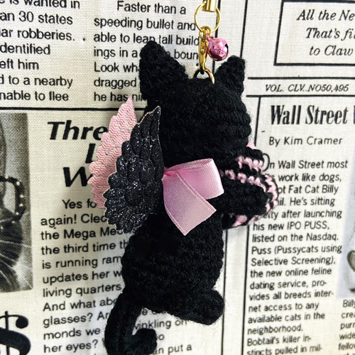 黒猫の桜ハート♡キーホルダー・ストラップ・ボールチェーン