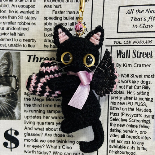 小悪魔♥黒猫ハート♡ストラップ・ボールチェーン・キーホルダー