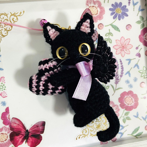 小悪魔♥黒猫ハート♡ストラップ・ボールチェーン・キーホルダー☆受注製作品