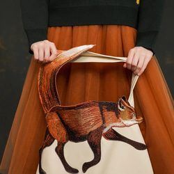刺繍狐ハンドバッグショルダーバッグ 3枚目の画像