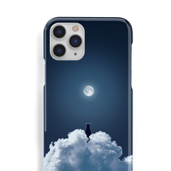 雲の上でお月見　スマホケース　iPhoneケース　ねこ　月　夏雲 3枚目の画像