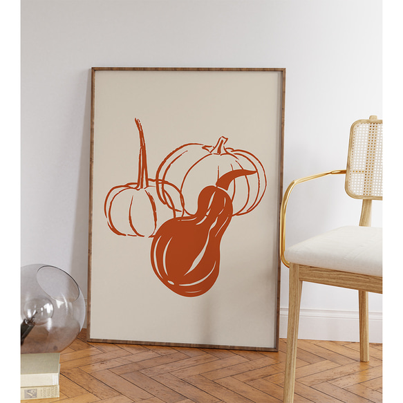 秋の紅葉のポスター2 / i1560 /  秋の収穫　かぼちゃや名言　水彩画　インテリアポスター 1枚目の画像