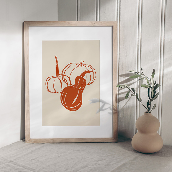 秋の紅葉のポスター2 / i1560 /  秋の収穫　かぼちゃや名言　水彩画　インテリアポスター 3枚目の画像