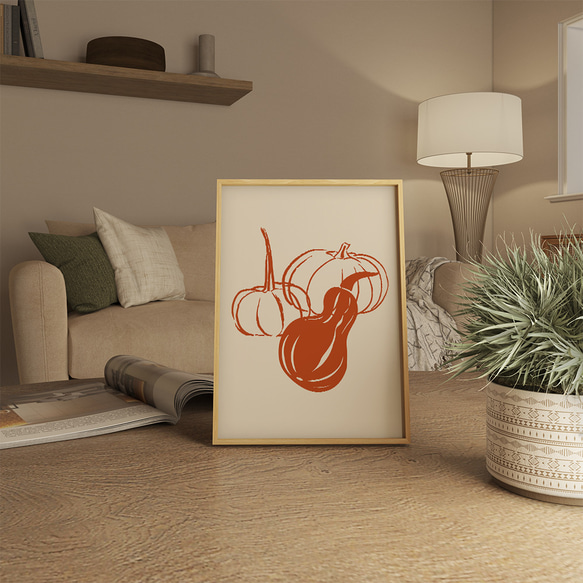 秋の紅葉のポスター2 / i1560 /  秋の収穫　かぼちゃや名言　水彩画　インテリアポスター 2枚目の画像