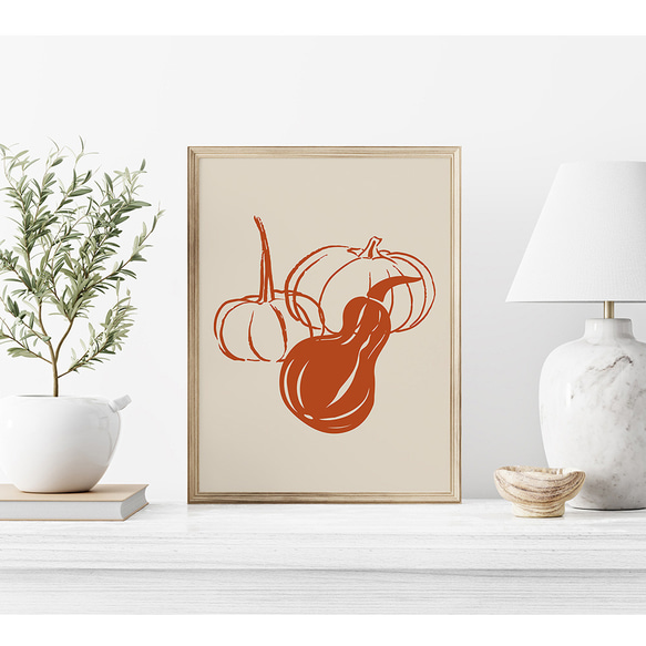 秋の紅葉のポスター2 / i1560 /  秋の収穫　かぼちゃや名言　水彩画　インテリアポスター 5枚目の画像