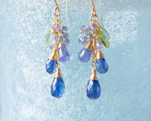 14kgfマーキス型アメトリン&バイカラータンザナイトピアス