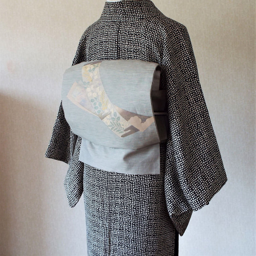 ☆袋帯☆太鼓柄☆手描き萩文