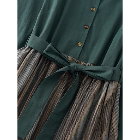 秋の綿麻ワンピース 、綿麻ロング丈スカート、コットンリネンワンピース、コットンワンピース 3枚目の画像
