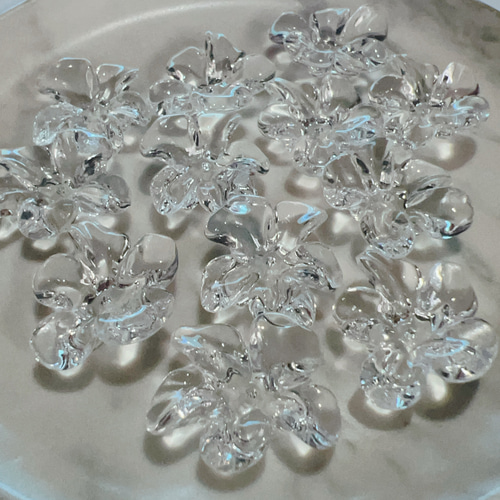 クリア フラワー パーツ 12個セット ハンドメイドパーツ 素材 花 