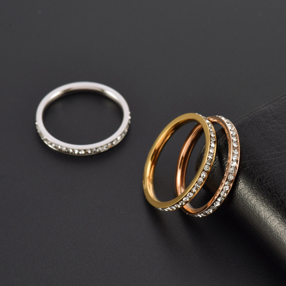 AOI Jewel フルエタニティリング レディース  アクセサリー 指輪 ジルコニア 2mm 細め オシャレ 重ね付け 5枚目の画像
