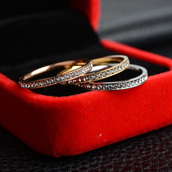 AOI Jewel フルエタニティリング レディース  アクセサリー 指輪 ジルコニア 2mm 細め オシャレ 重ね付け 9枚目の画像