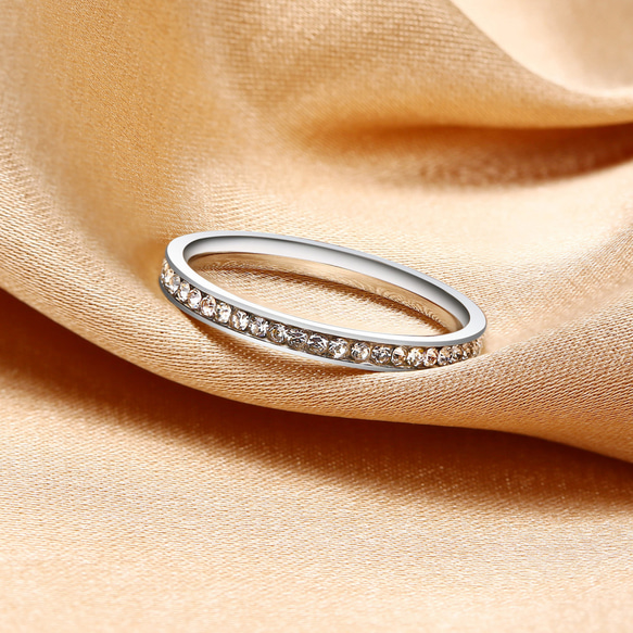 AOI Jewel フルエタニティリング レディース  アクセサリー 指輪 ジルコニア 2mm 細め オシャレ 重ね付け 3枚目の画像