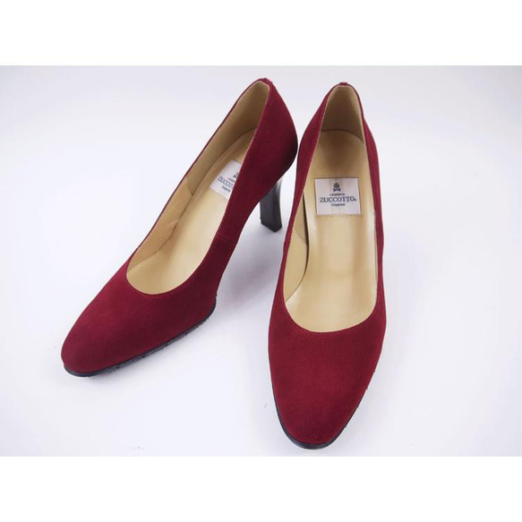 限量尺寸★8cm鞋跟 紅色 絨面革高跟鞋 紅色 第1張的照片