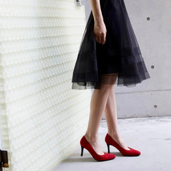 限量尺寸★8cm鞋跟 紅色 絨面革高跟鞋 紅色 第3張的照片