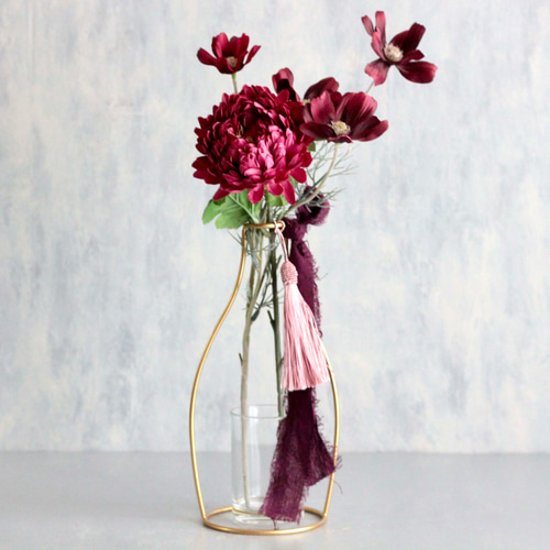 ワインレッド菊とバーガンディーコスモス】｜アーティフィシャル