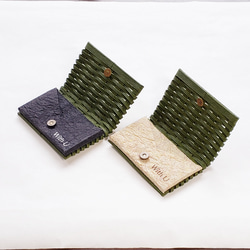 名刺入れ　カード入れ　(緑×黒色)　和風　Japanese handmade business card holder 2枚目の画像