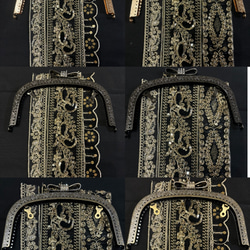 限定1点価格！上品メタルBLACKの柔らかシルエットフランスレースのがま口ミニバッグ　コンパクトバッグ　フォーマルバッグ 9枚目の画像