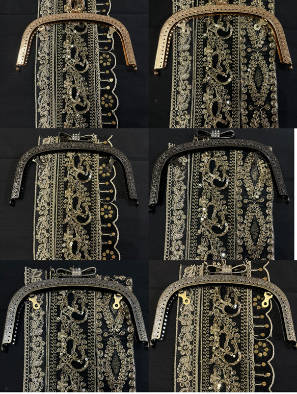 限定1点価格！上品メタルBLACKの柔らかシルエットフランスレースのがま口ミニバッグ　コンパクトバッグ　フォーマルバッグ 9枚目の画像