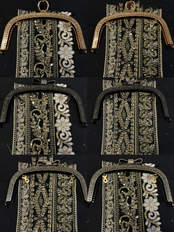 限定1点価格！上品メタルBLACKの柔らかシルエットフランスレースのがま口ミニバッグ　コンパクトバッグ　フォーマルバッグ 10枚目の画像