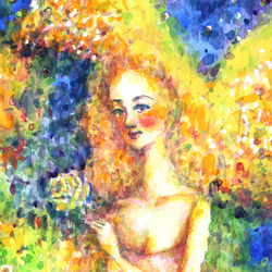 「祈り」水彩画 原画 額付き F0 天使の絵 Angel 2枚目の画像