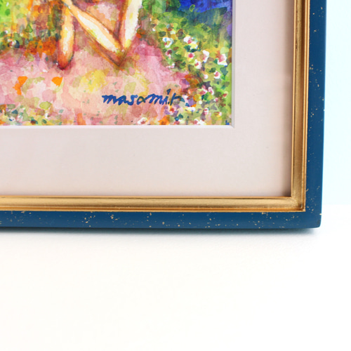 祈り」水彩画 原画 額付き F0 天使の絵 Angel