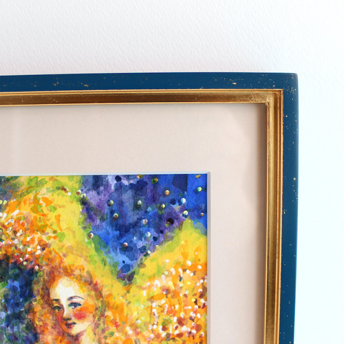 祈り」水彩画 原画 額付き F0 天使の絵 Angel