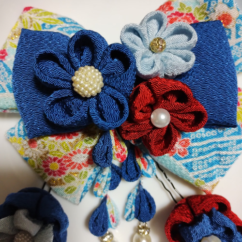 髪飾り 髪飾り青 髪飾り水色 リボン 成人式髪飾り 卒業式髪飾り 卒園式  