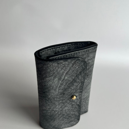 小さめの革財布/ミニ財布コインキャッチャー/coincatcher-black