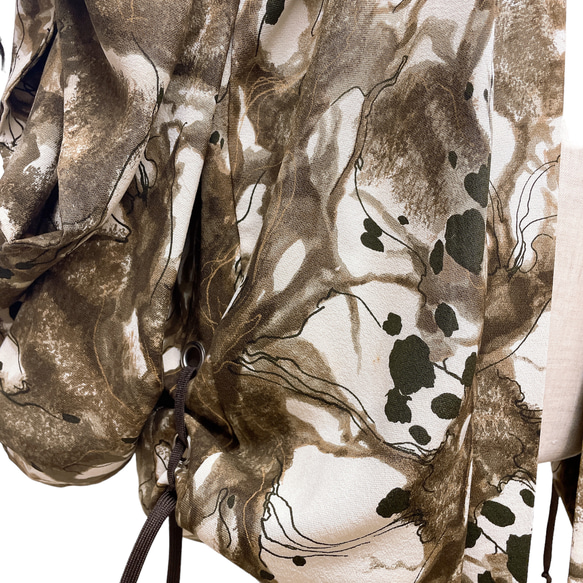 秋色カラー 子慣れ感抜群! アイレットタック アンティーク羽織り男女兼用  着物リメイク 茶系 5904 7枚目の画像