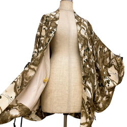 秋色カラー 子慣れ感抜群! アイレットタック アンティーク羽織り男女兼用  着物リメイク 茶系 5904 5枚目の画像