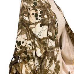 秋色カラー 子慣れ感抜群! アイレットタック アンティーク羽織り男女兼用  着物リメイク 茶系 5904 6枚目の画像