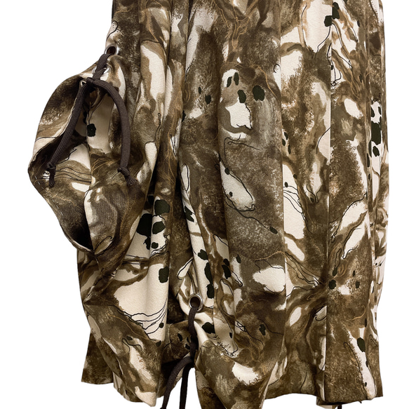 秋色カラー 子慣れ感抜群! アイレットタック アンティーク羽織り男女兼用  着物リメイク 茶系 5904 2枚目の画像