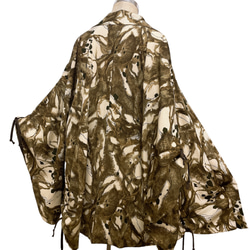 秋色カラー 子慣れ感抜群! アイレットタック アンティーク羽織り男女兼用  着物リメイク 茶系 5904 8枚目の画像