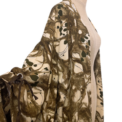 秋色カラー 子慣れ感抜群! アイレットタック アンティーク羽織り男女兼用  着物リメイク 茶系 5904 3枚目の画像