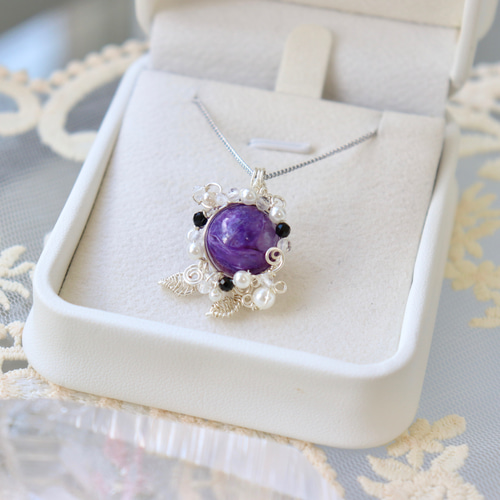 三大ヒーリングストーン✧天然石チャロアイト/ワイヤージュエリー