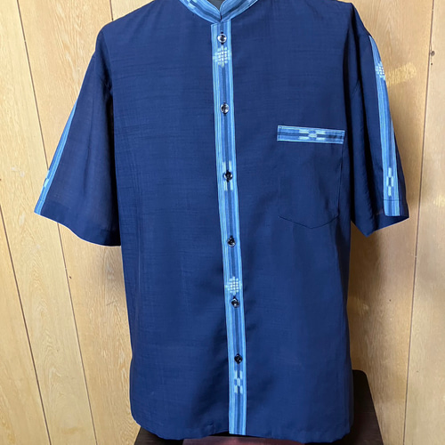 メンズ マオカラー かりゆしウェア 4Lサイズ（沖縄、琉球、紅型柄